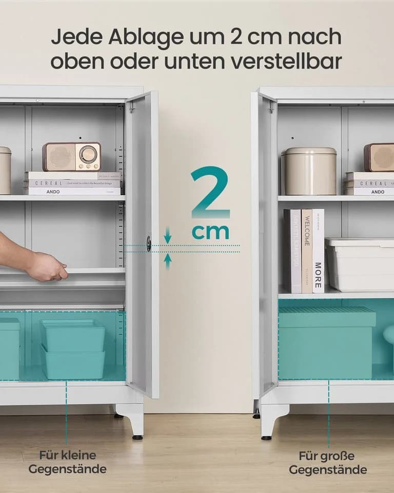 SONGMICS Aktenschrank Mehrzweckschrank Büroschrank 2 Türen abschließbar Stahl - Bild 3