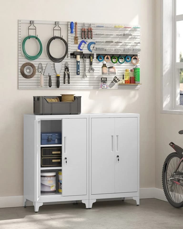 SONGMICS Aktenschrank Mehrzweckschrank Büroschrank 2 Türen abschließbar Stahl - Bild 5