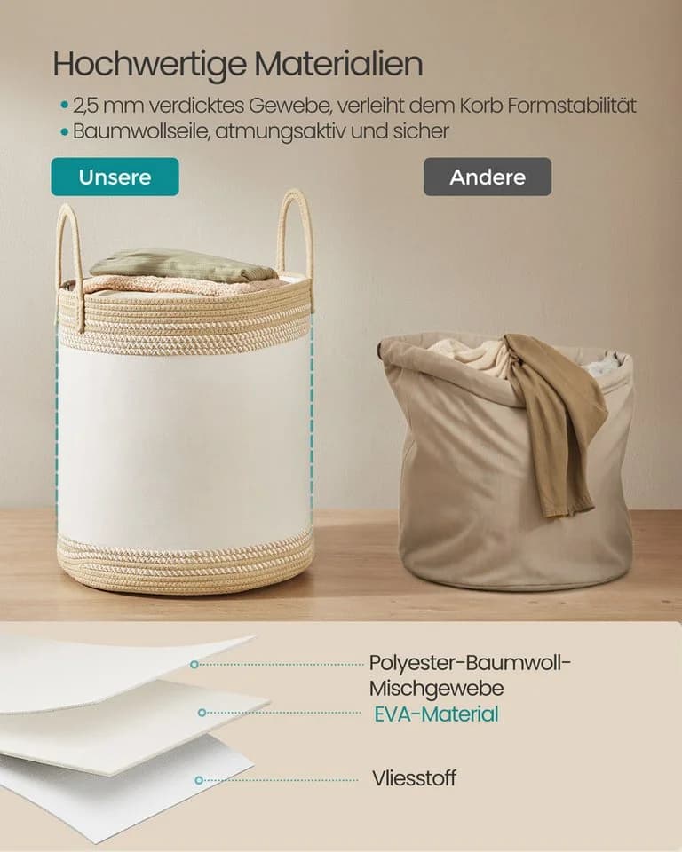SONGMICS Wäschekorb 60 L Kamelbraun - Bild 3