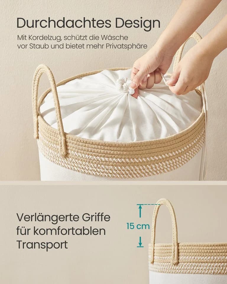 SONGMICS Wäschekorb 60 L Kamelbraun - Bild 4