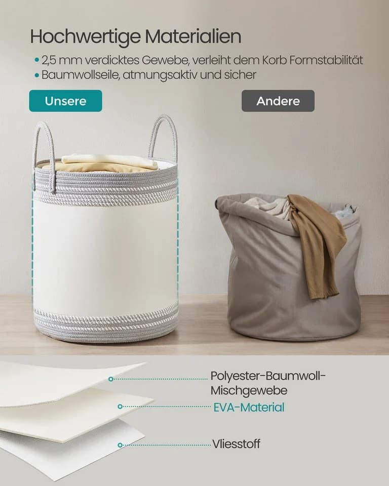 SONGMICS Wäschekorb 60 L Taubengrau - Bild 3