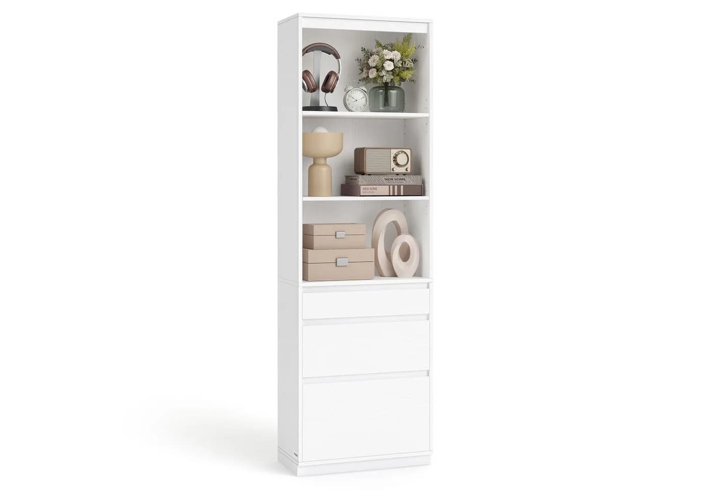 VASAGLE Bücherregal Hochschrank 3 Schubladen Schneeweiß - Bild 2