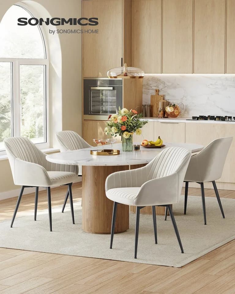 SONGMICS Esszimmerstuhl 2er Set Grün Samt Metallgestell Modern - Bild 3