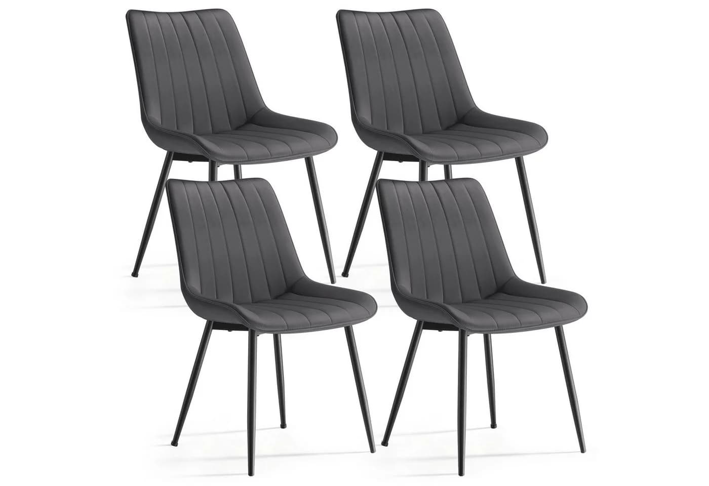 SONGMICS Esszimmerstuhl-Set 4 St. Grau/Schwarz Samt Polsterstuhl