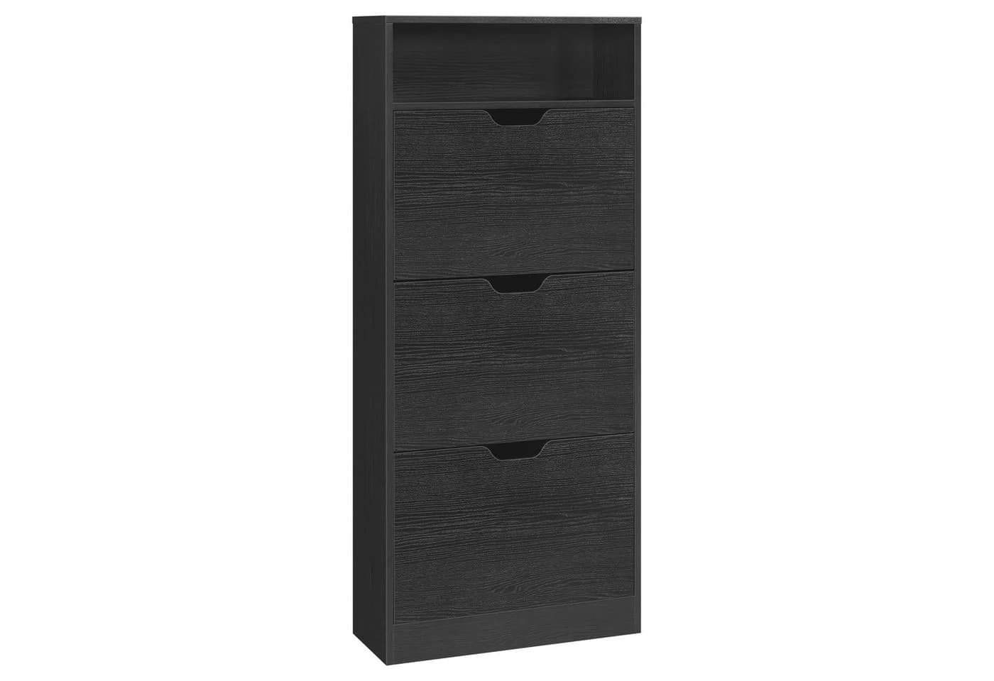 VASAGLE Schuhschrank Ebenholzschwarz Mit 2 oder 3 Klappen