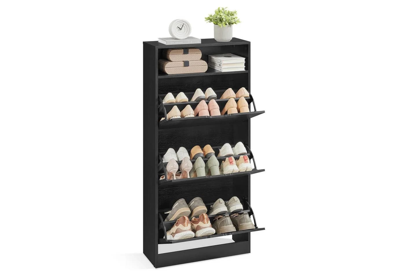 VASAGLE Schuhschrank Ebenholzschwarz Mit 2 oder 3 Klappen - Bild 2
