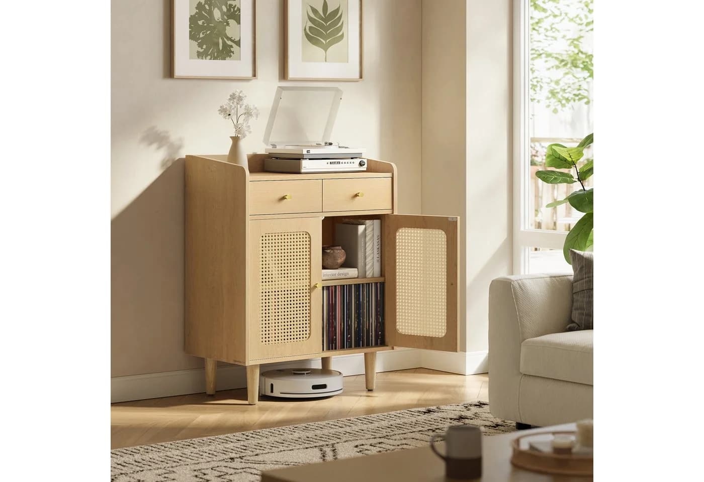 SONGMICS HOME Sideboard Fernsehschrank Boho Beige