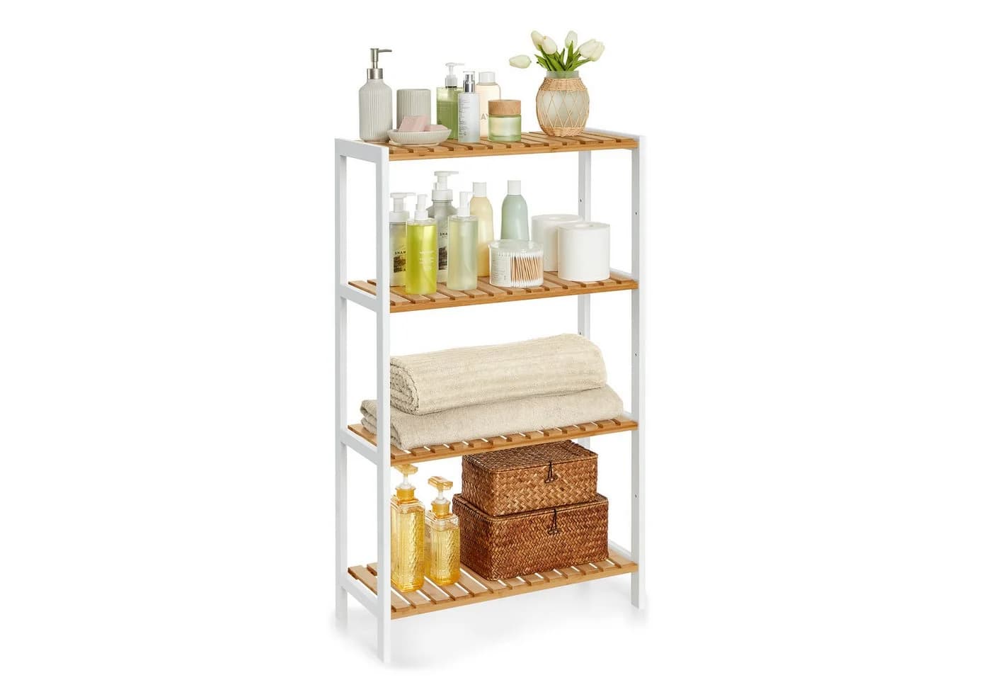 SONGMICS Badregal Bambus 26 x 60 x 100 cm Badezimmerregal Küchenregal Schuhregal - Bild 2