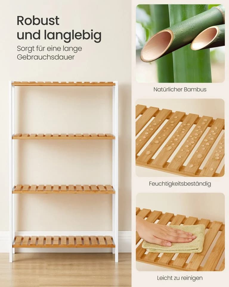 SONGMICS Badregal Bambus 26 x 60 x 100 cm Badezimmerregal Küchenregal Schuhregal - Bild 4