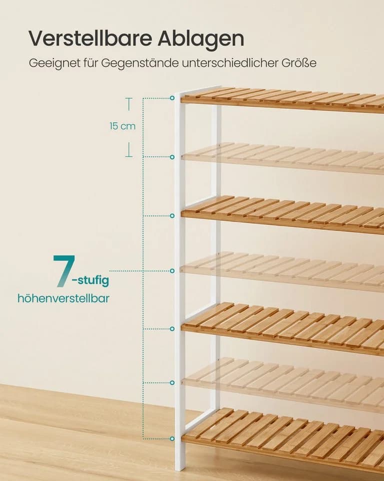 SONGMICS Badregal Bambus 26 x 60 x 100 cm Badezimmerregal Küchenregal Schuhregal - Bild 5
