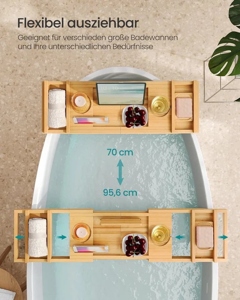 SONGMICS Badewannenablage ausziehbar Bambus rutschfest - Bild 3