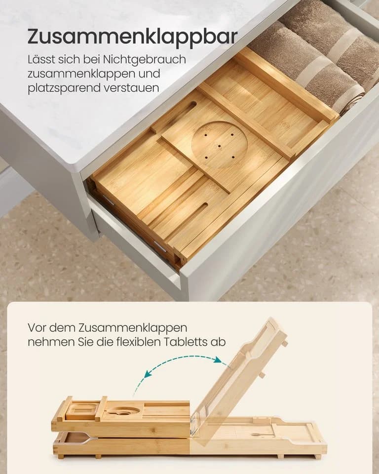 SONGMICS Badewannenablage ausziehbar Bambus rutschfest - Bild 5