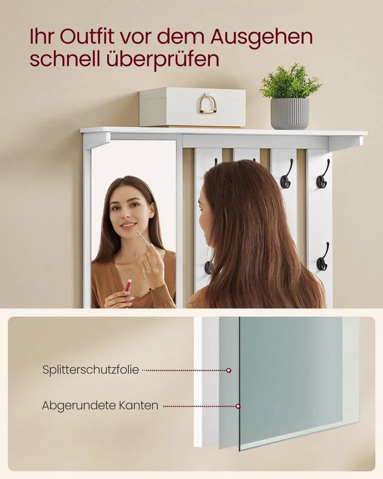 Schuhbank, Wandgarderobe und Spiegel Kombination - Bild 4