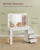 VASAGLE Schminktisch Frisiertisch mit Spiegel, Schmuckschrank, Steckdosenleiste 40 x 125 x 140 cm Bild 3