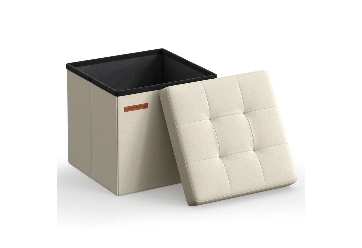 SONGMICS Sitzhocker 30x30x30cm Cremeweiß MDF - Bild 2