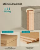 Faltbarer Sitzhocker mit Stauraum in Kamelbraun und Cremeweiß Bild 4