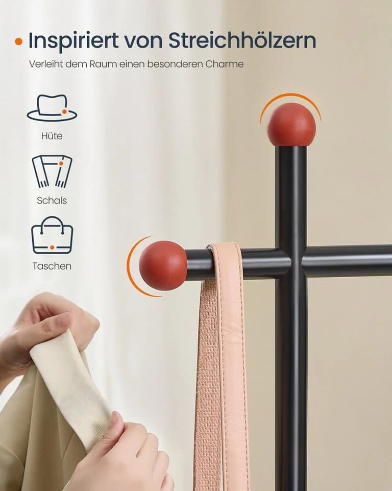 SONGMICS HOME Kleiderständer Garderobenständer Beige Schwarz - Bild 5