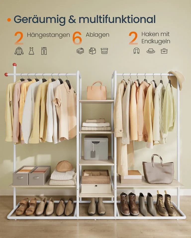 SONGMICS HOME Kleiderständer Garderobenständer Beige - Bild 4