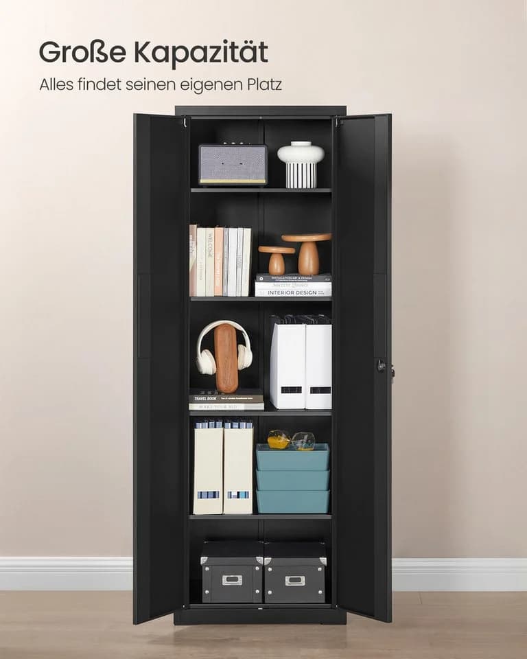 SONGMICS Aktenschrank Stahl-Aufbewahrungsschrank 5 Ebenen Doppeltüren Schloss Werkzeugschrank - Bild 5