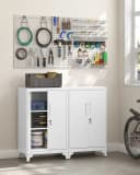 SONGMICS Aktenschrank Mehrzweckschrank Büroschrank 2 Türen Abschließbar Stahl Bild 5