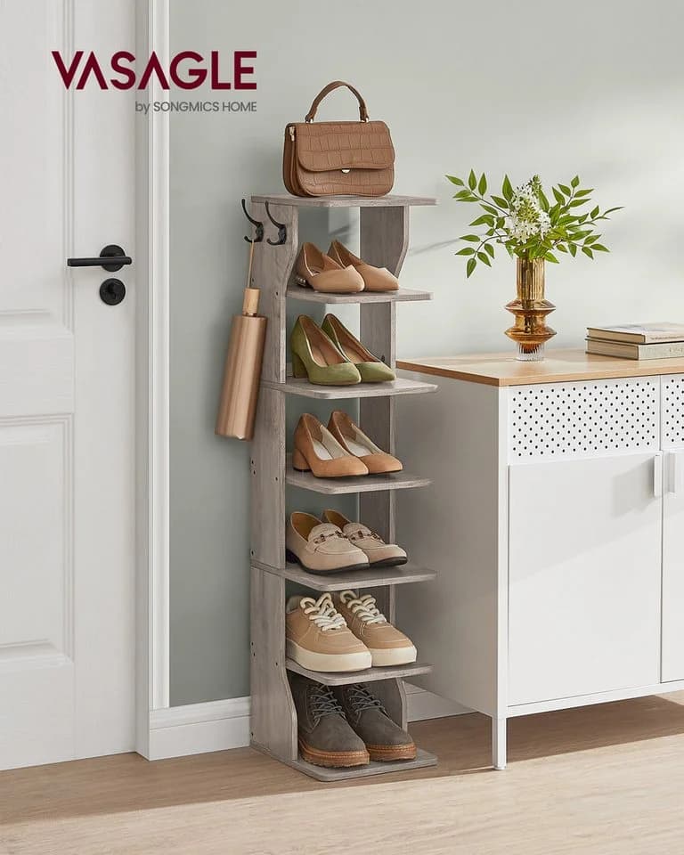VASAGLE Schuhregal 7/9 Ebenen Weiß/Schwarz/Beige/Braun