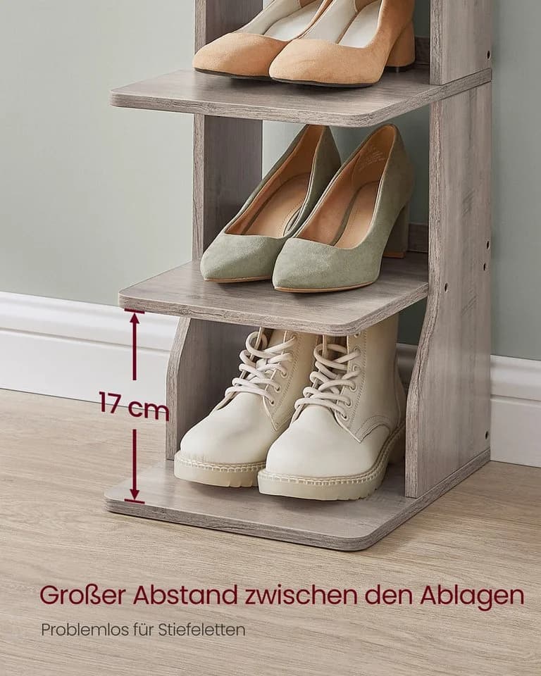 VASAGLE Schuhregal 7/9 Ebenen Weiß/Schwarz/Beige/Braun - Bild 4