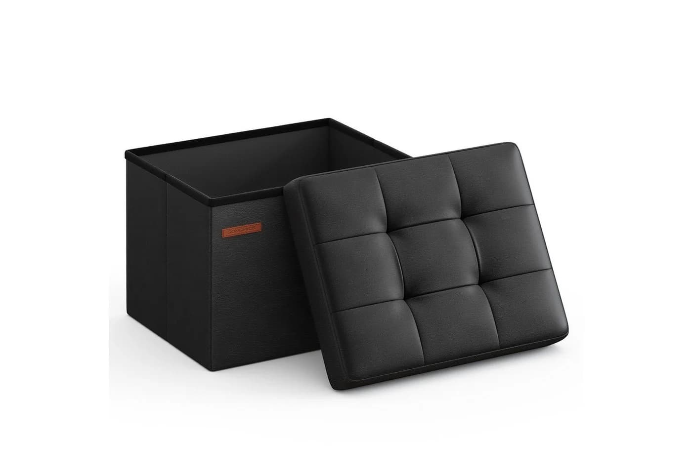 SONGMICS Sitzhocker mit Stauraum, kleine klappbare Sitzbank, Fußbank, Aufbewahrungsbox Kaffeebraun/Tintenschwarz - Bild 2
