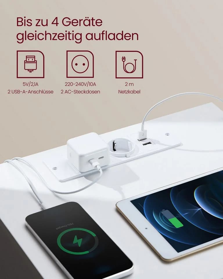 VASAGLE Nachttisch 2-St. 3 Schubladen Wolkenweiß-Mandelgelb - Bild 3