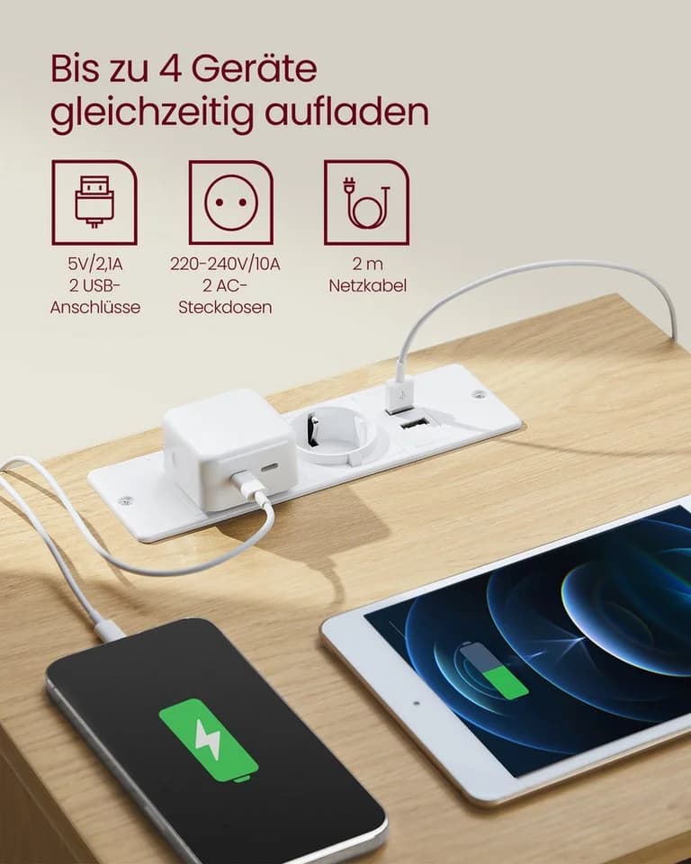VASAGLE Nachttisch 2-St. 3 Schubladen Strohgelb - Bild 3