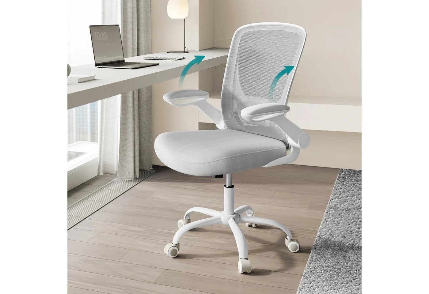SONGMICS Bürostuhl Ergonomisch Drehstuhl Mesh Wippfunktion Klappbare Armlehnen
