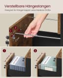 VASAGLE Aktenschrank Rollcontainer, abschließbar, mit 2 Schubladen, 5 Rollen, für Hängeregistratur im A4/Letter-Format Bild 5