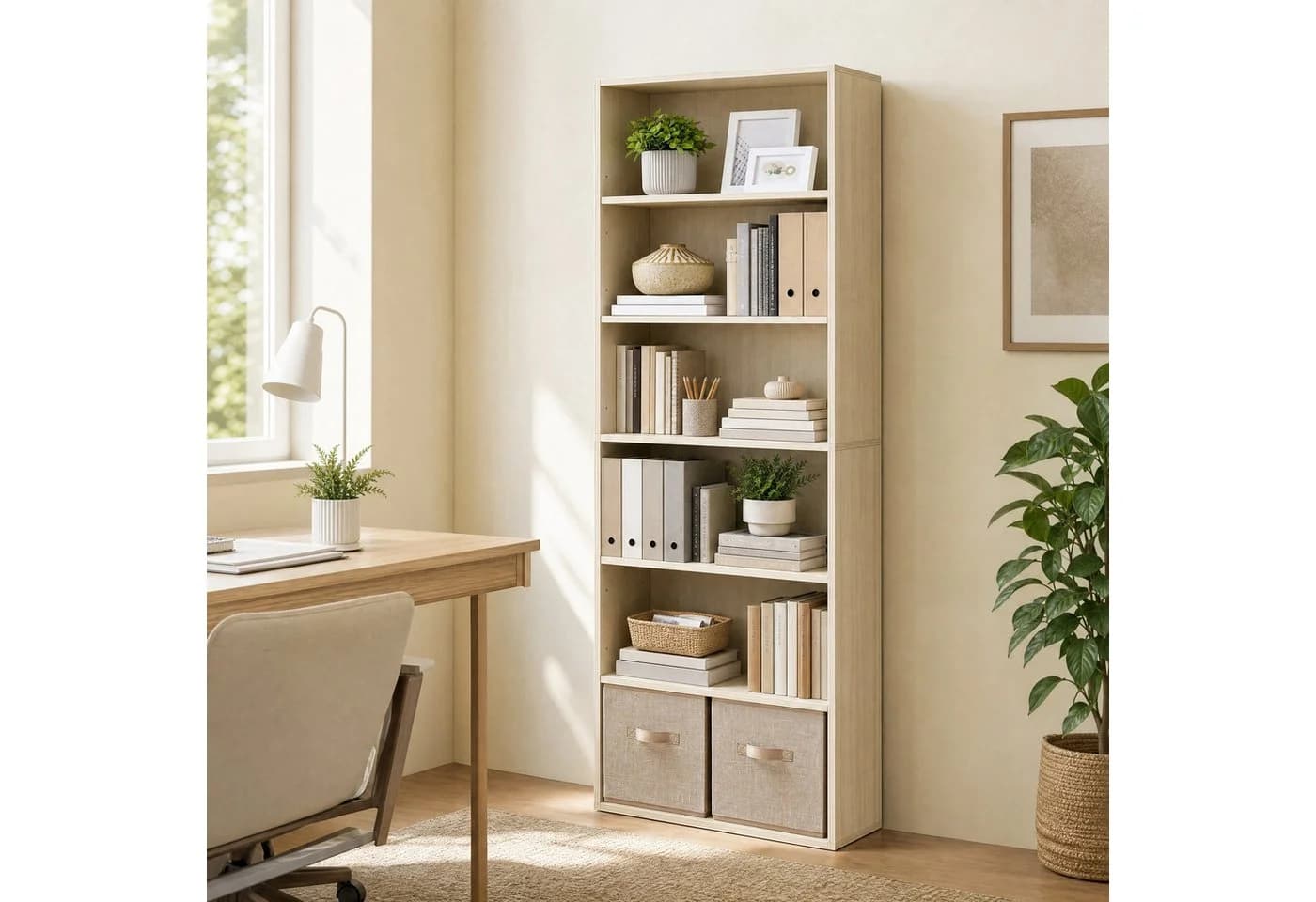 VASAGLE Bücherregal 178,5 cm Beige Standregal mit verstellbaren Ablagen - Bild 3