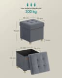 SONGMICS Sitzhocker Aufbewahrungsbox Faltbar 38x38x40 cm Grau Bild 3