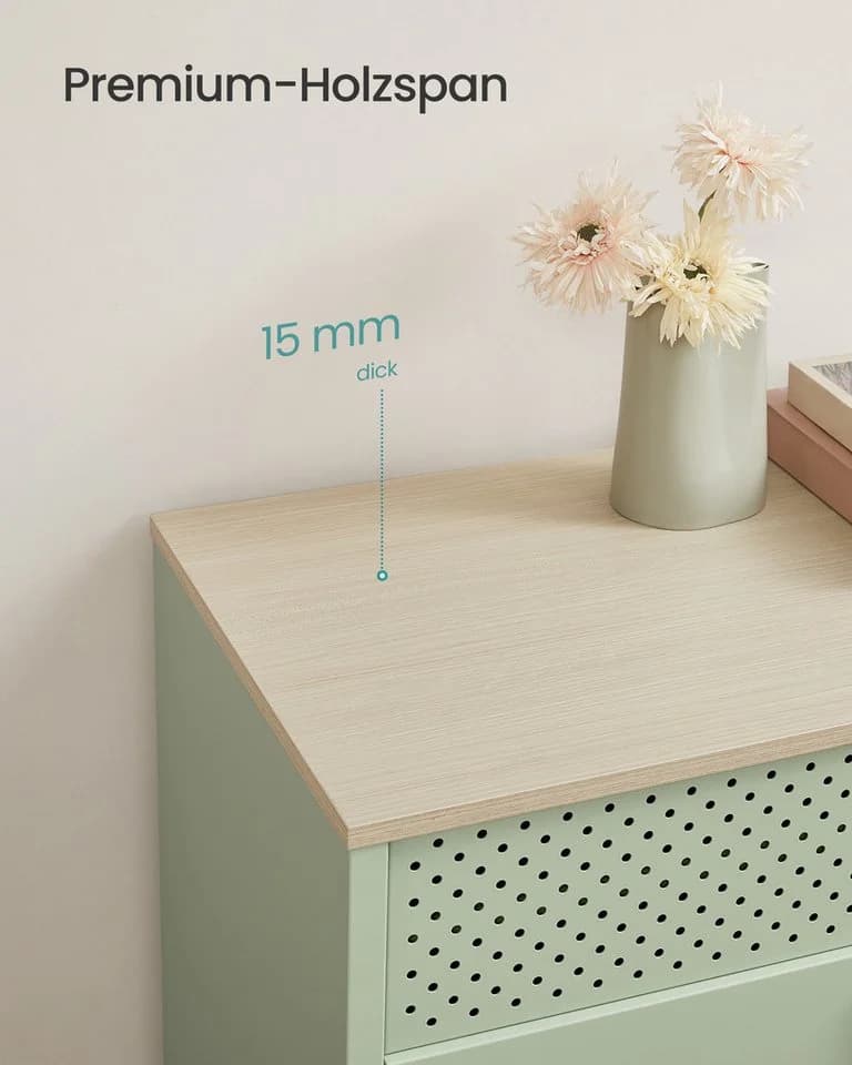 SONGMICS Aktenschrank Küchenschrank Lorbeergrün-Natureichenfarben - Bild 5