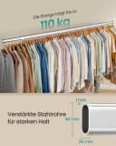 SONGMICS Kleiderständer verchromt mit Rollen und ausziehbarer Stange Bild 3