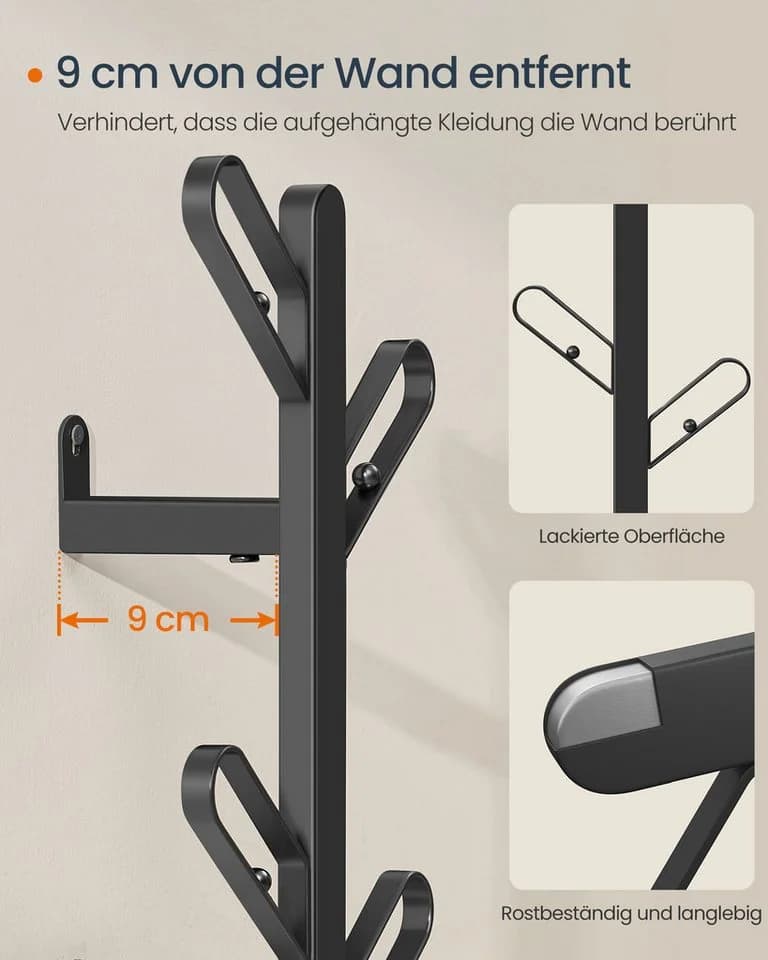 Wandgarderobe in Baum-Form, schwarz, strapazierfähig - Bild 4