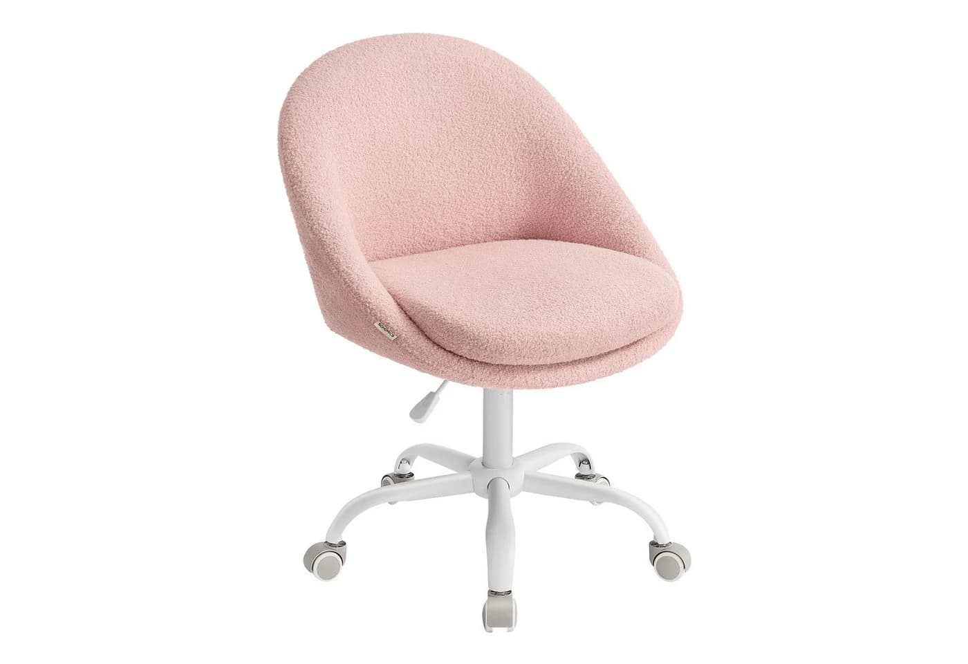 SONGMICS Bürostuhl Schreibtischstuhl Sherpa-Stoff Pastellrosa - Bild 2