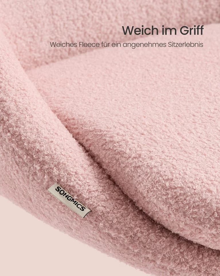 SONGMICS Bürostuhl Schreibtischstuhl Sherpa-Stoff Pastellrosa - Bild 4