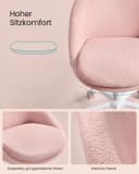 SONGMICS Bürostuhl Schreibtischstuhl Sherpa-Stoff Pastellrosa Bild 5