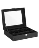 SONGMICS Uhrenbox Uhrenkasten 10 Fächer Glasdeckel Samtfutter Bild 1
