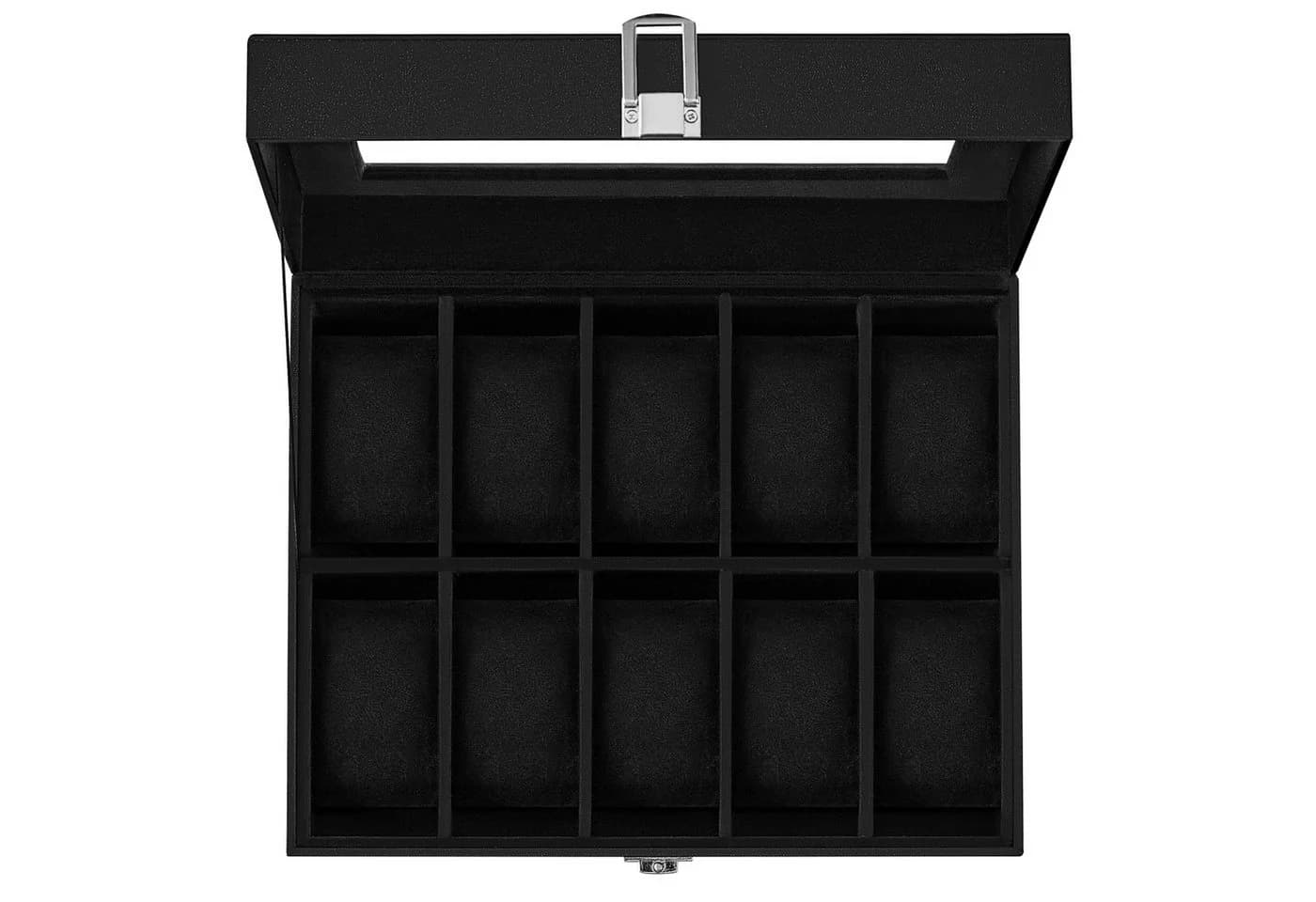 SONGMICS Uhrenbox Uhrenkasten 10 Fächer Glasdeckel Samtfutter - Bild 5