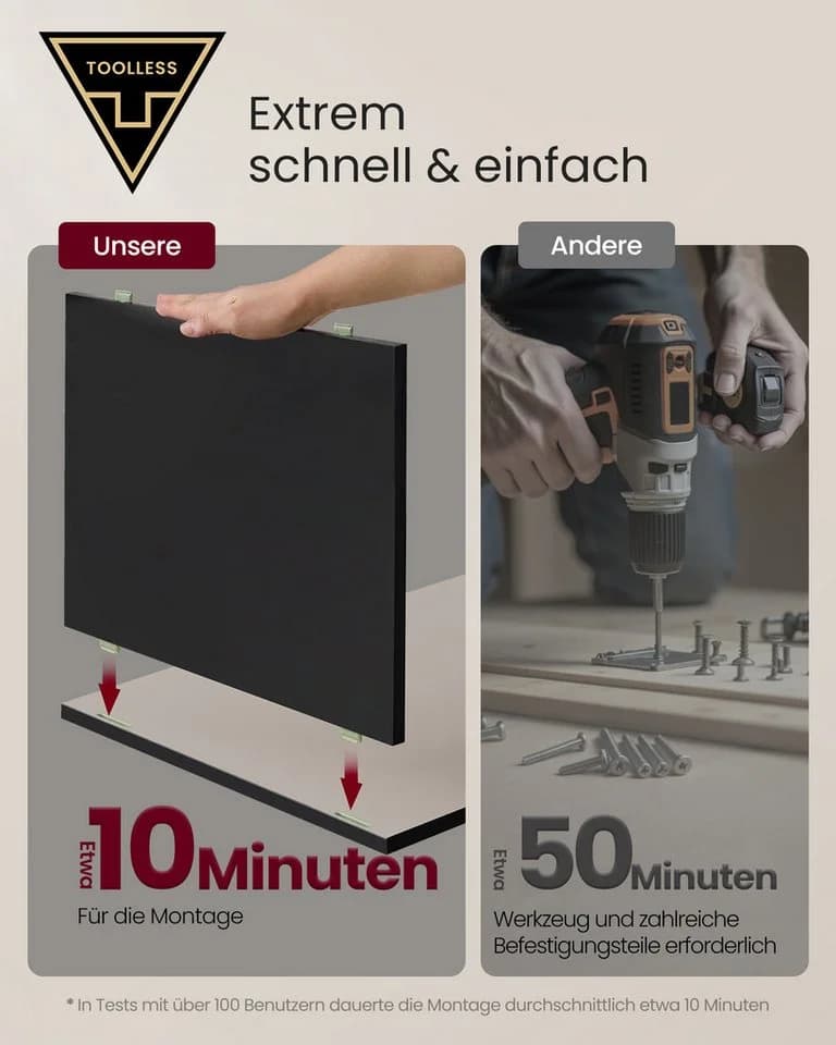 VASAGLE Nachttisch Tintenschwarz-Cappuccinobeige TOOLLESS-Technologie - Bild 4