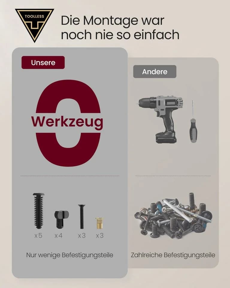 VASAGLE Nachttisch Tintenschwarz-Cappuccinobeige TOOLLESS-Technologie - Bild 5