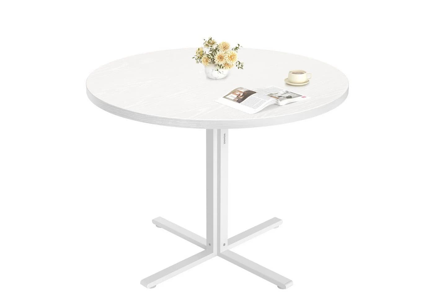 VASAGLE Esstisch rund 80 cm Schneeweiß Landhausstil - Bild 2