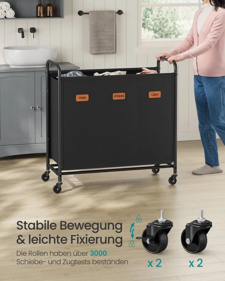 SONGMICS Wäschekorb 3 Fächer 170 L Wäschesortierer - Bild 4