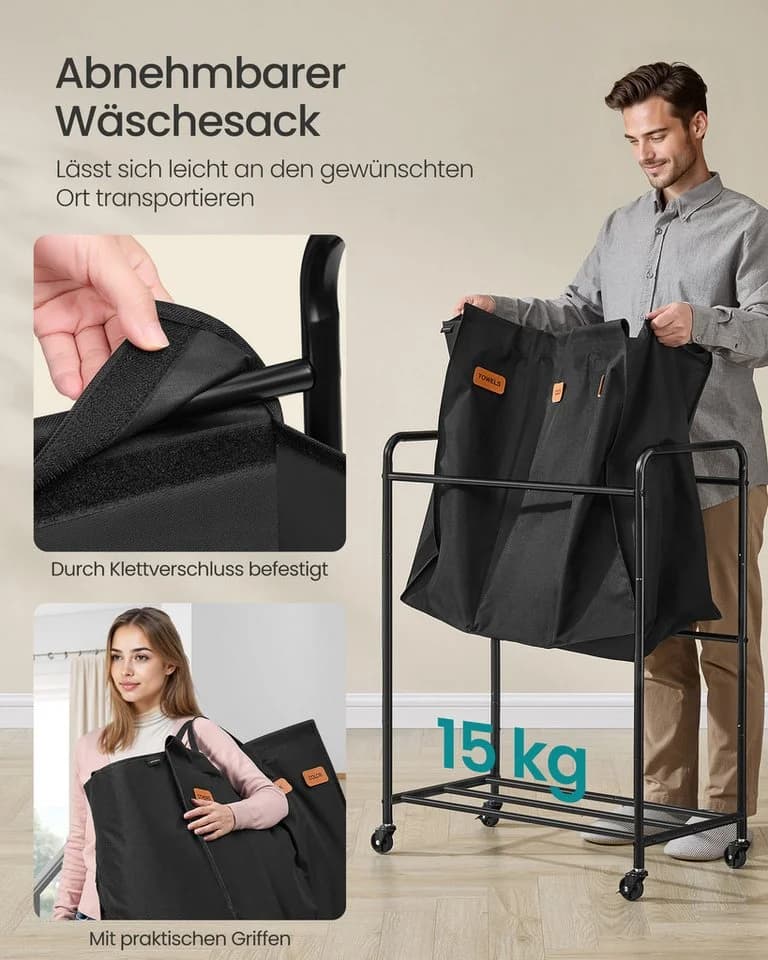 SONGMICS Wäschekorb 3 Fächer 170 L Wäschesortierer - Bild 5
