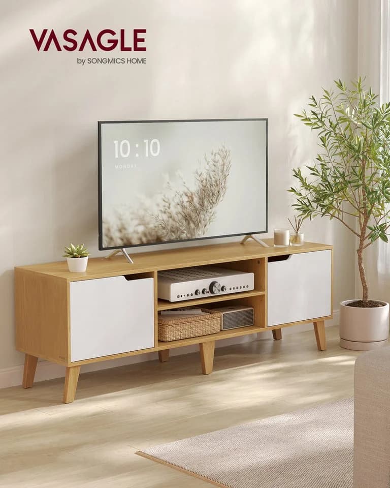 VASAGLE Lowboard 147cm Weiß für Fernseher bis zu 65 Zoll