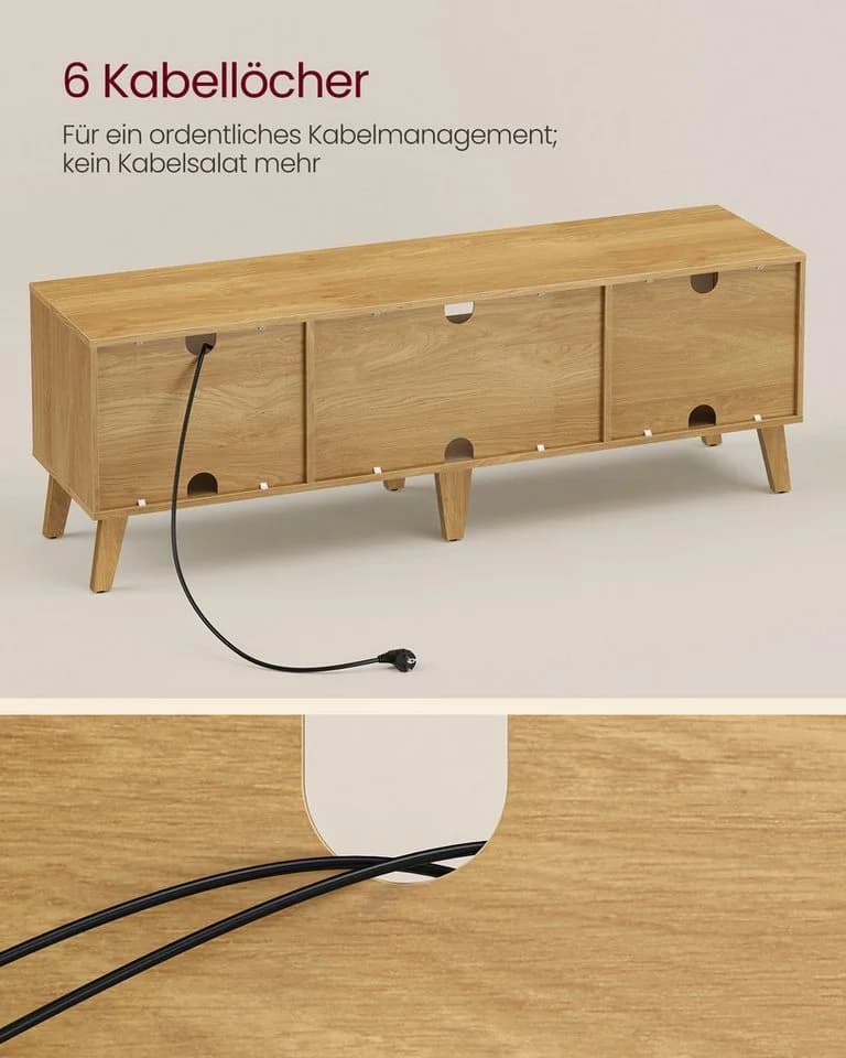 VASAGLE Lowboard 147cm Weiß für Fernseher bis zu 65 Zoll - Bild 5