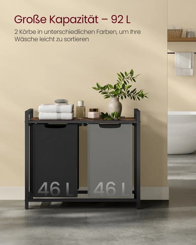 VASAGLE Wäschekorb 2 Säcke Oxford-Gewebe abnehmbar 2 x 46 L - Bild 3