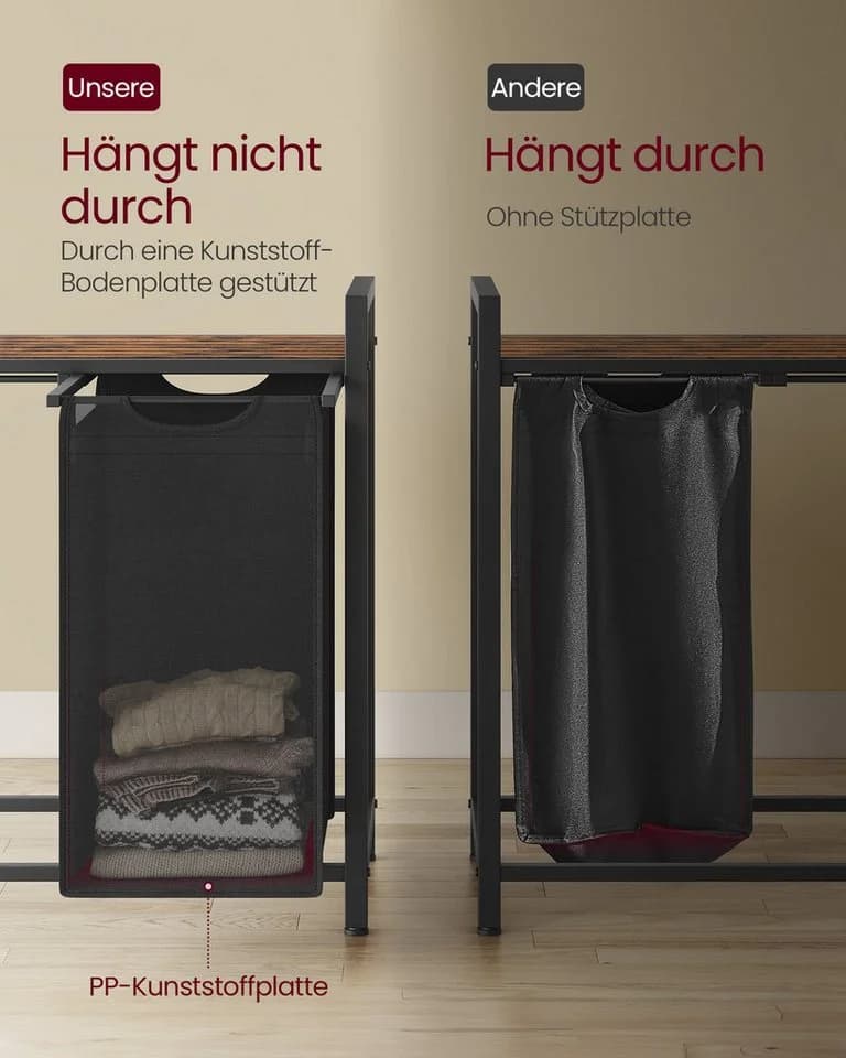 VASAGLE Wäschekorb 2 Säcke Oxford-Gewebe abnehmbar 2 x 46 L - Bild 5